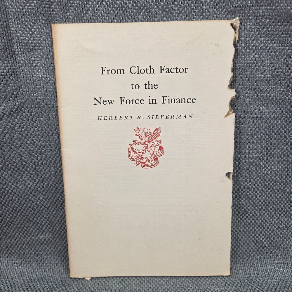 Vintage Newcomen Society Booklet James Talcott Inc Herbert R Silverman Finance